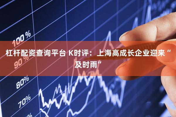杠杆配资查询平台 K时评：上海高成长企业迎来“及时雨”